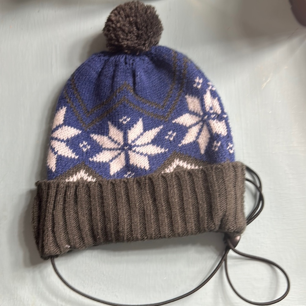 Dog Winter Hat Blue Snowflakes
